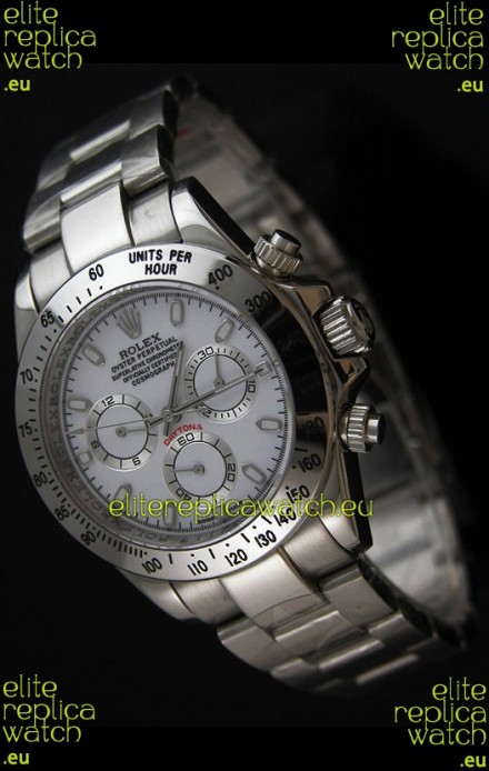 Rolex Daytona Japanese Replica Steel Watch in White Dial