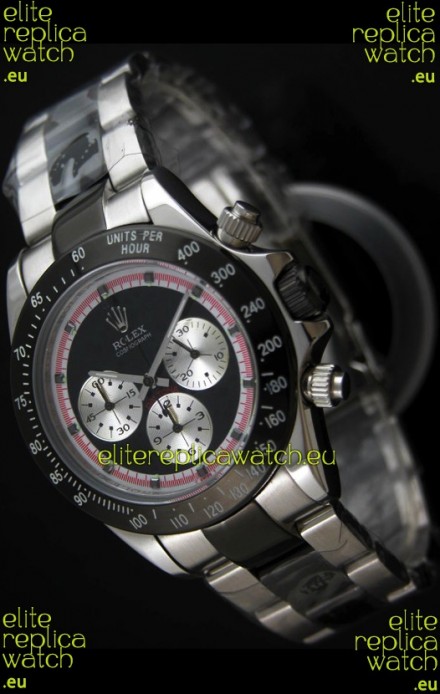 Rolex Daytona Cosmograph Swiss Replica Black PVD Watch in Silver Subdials 