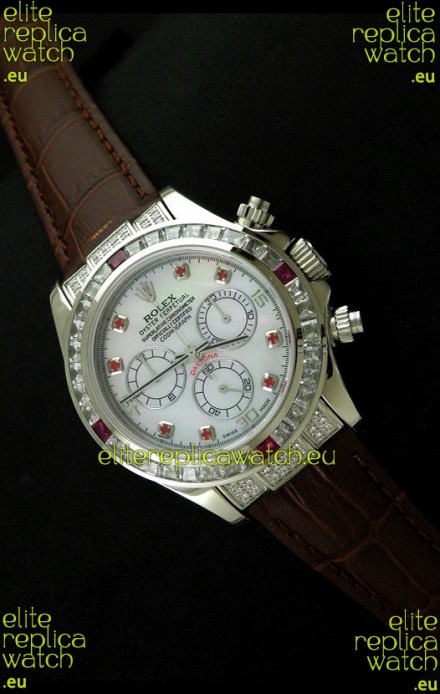 Rolex Oyster Perpetual Cosmograph Daytona Swiss Replica Watch in Brown Strap