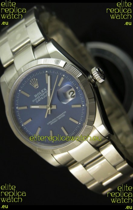 Rolex Replica Datejust Swiss Watch in Blue Dial with Stick Markers