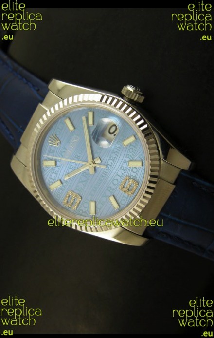 Rolex Replica Datejust Swiss Replica Watch - 37MM - Blue Dial/Strap