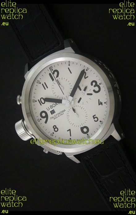 U-Boat Flightdeck Steel Watch in White Dial