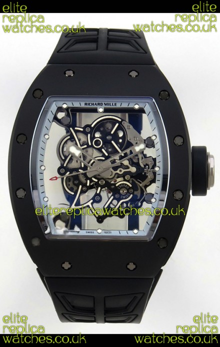 Richard Mille RM055 FREE SPRUNG MVMNT Black Ceramic Grey Inner Bezel Super Clone Watch 