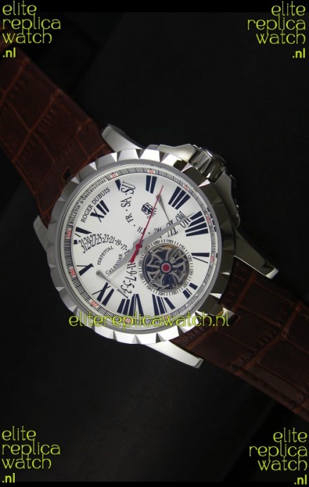 Roger Dubuis Excalibur Calendar Watch in White Dial 