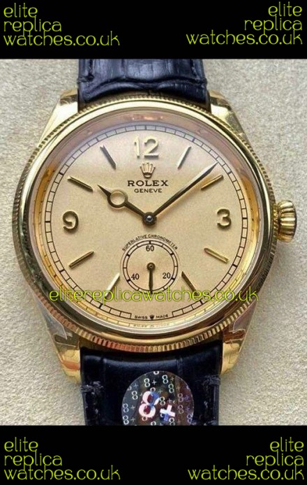 Rolex 1908 Perpetual in Yellow Gold Casing Gold Dial Swiss Replica Watch 