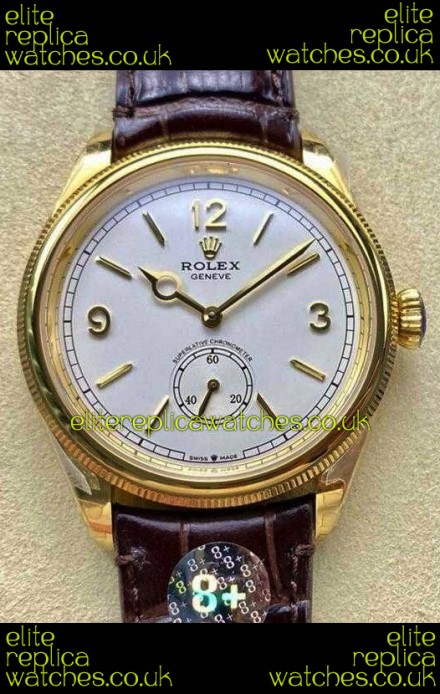 Rolex 1908 Perpetual in Yellow Gold Casing White Dial Swiss Replica Watch 