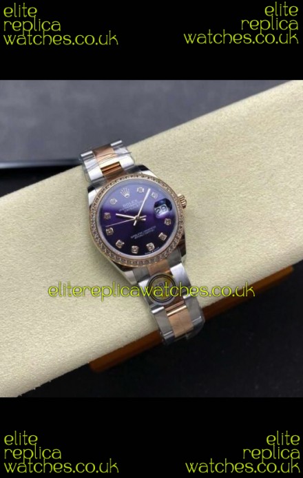 Rolex Super Clone Datejust 31MM Blue Dial Rose Gold Oyster Super Clone Watch 