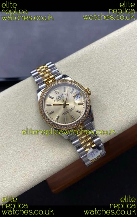 Rolex Super Clone Datejust 31MM Gold Dial Yellow Gold Super Clone Watch 