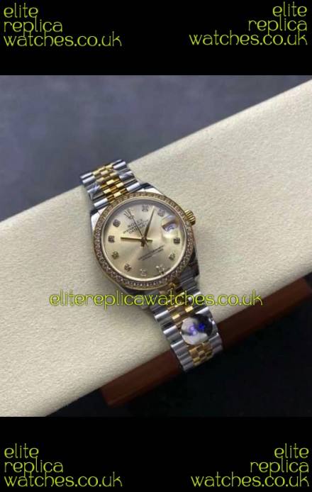 Rolex Super Clone Datejust 31MM Gold Dial Yellow Gold Super Clone Watch 