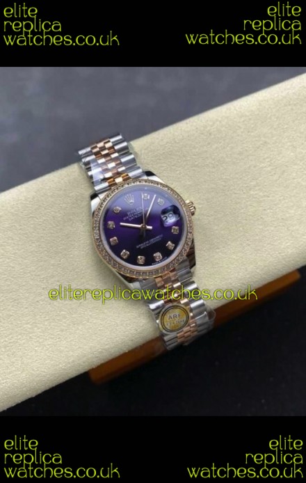 Rolex Super Clone Datejust 31MM Blue Dial Rose Gold Super Clone Watch 