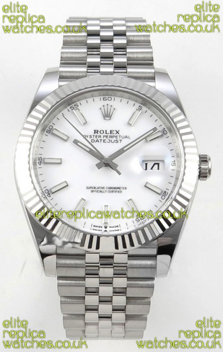 Datejust Super Clone 126334 White Dial 41MM FREE SPRUNG MVMNT 3235 Watch 