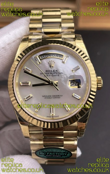 Rolex Day Date 228238 Yellow Gold in Pearl Dial Super Clone Watch 