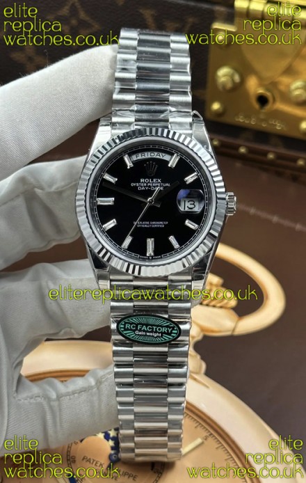 Rolex Day Date 228236 Stainless Steel Black Crystal Dial Super Clone Watch 