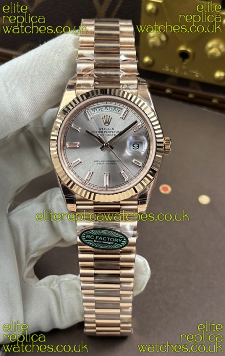 Rolex Day Date 228236 Rose Gold Steel Crystal Dial Super Clone Watch 
