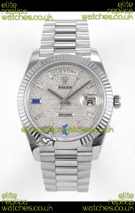 Rolex Day Date Diamonds Dial 40MM Super Clone Watch 