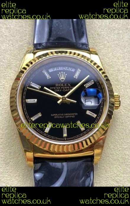 Rolex Day Date 128238 Yellow Gold Black Crystal Dial Super Clone Watch 