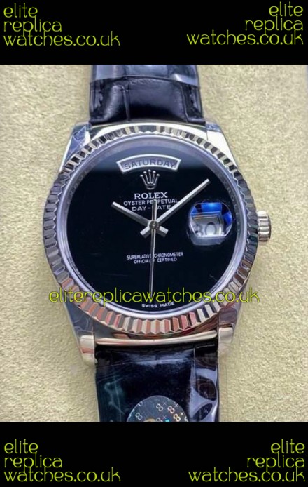 Rolex Day Date 128236 Stainless Steel Black Dial Super Clone Watch 