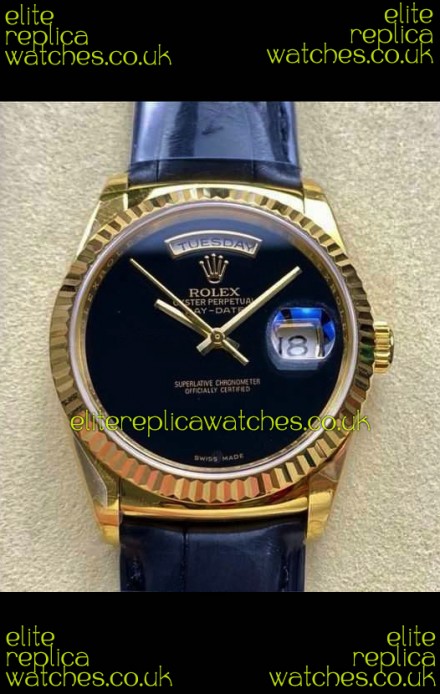 Rolex Day Date 128238 Yellow Gold Black Dial Super Clone Watch 