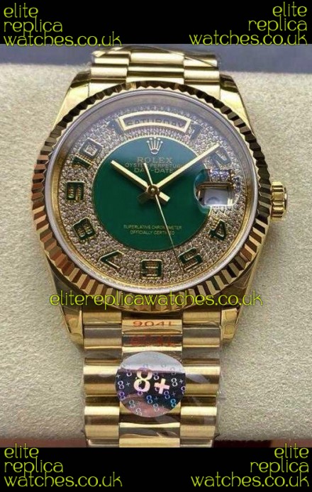 Rolex Day Date 118238 Yellow Gold Diamonds Dial Super Clone Watch 