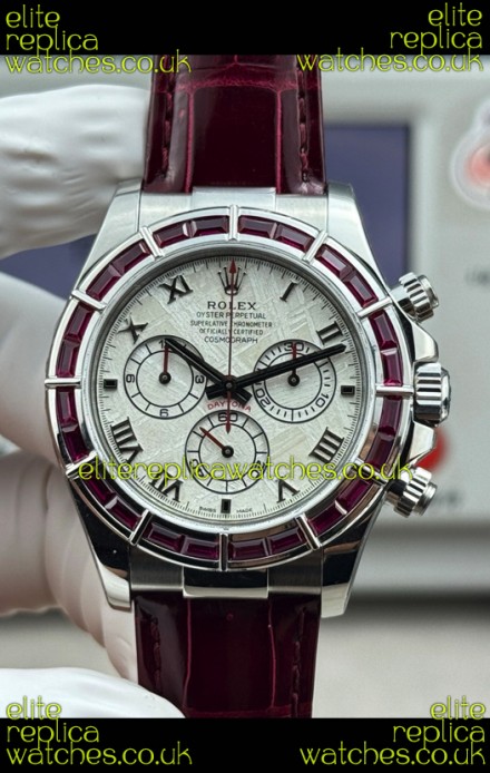 Rolex Daytona 116589SALV FREE SPRUNG MVMT White Gold Red Rubies Meteorite Super Clone Watch 