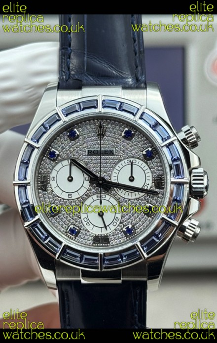 Rolex Daytona 116589SALV FREE SPRUNG MVMT White Gold Diamonds Dial Super Clone Watch 