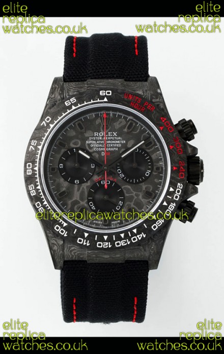 Rolex Daytona DiW Forged Cabon Casing Black Nylon Strap Super Clone Watch 