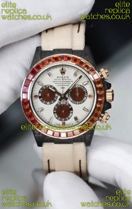 Rolex Daytona DiW Carbon Casing Rainbow Sapphires Super Clone Watch 