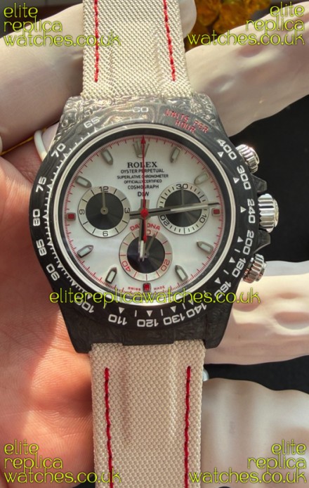 Rolex Daytona DiW Black Carbon Fiber Speedster White Dial Super Clone Watch 
