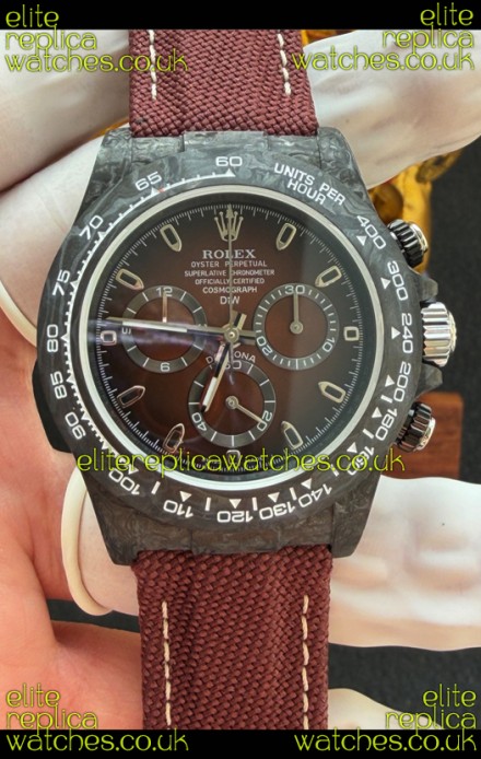 Rolex Daytona DiW Black Carbon Fiber Brown Dial Super Clone Watch 
