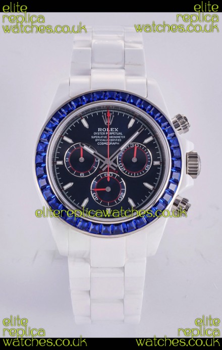 Rolex Daytona AET White Ceramic Dark Blue Dial 4130 Movment Super Clone Watch 