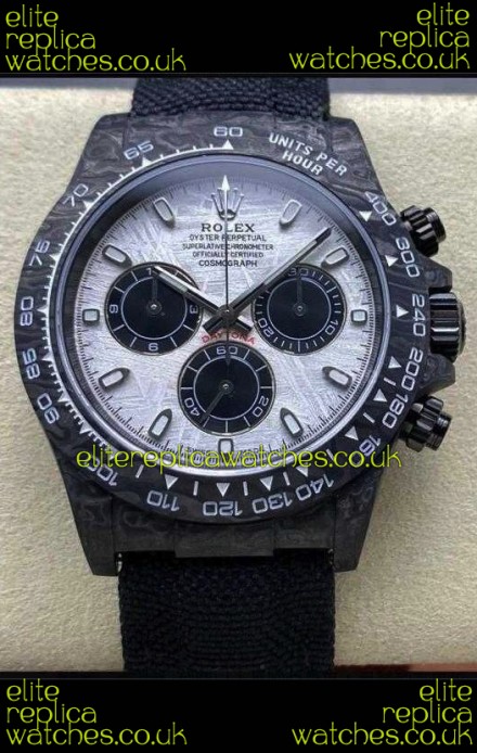 Rolex Daytona Black Carbon Fiber Meteorite Dial Nylon Strap Super Clone Watch 