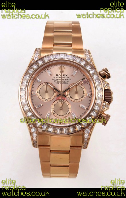 Rolex Daytona 126595 FREE SPRUNG MVMT Rose Gold Dial Super Clone Watch 
