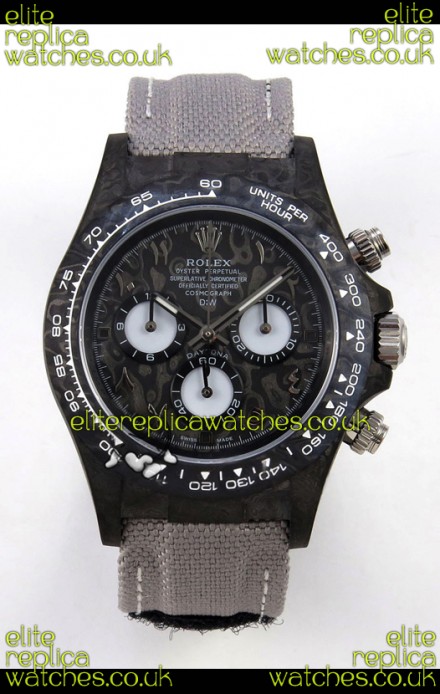Rolex Daytona DiW Black Carbon Arabic Numerals Super Clone Watch 