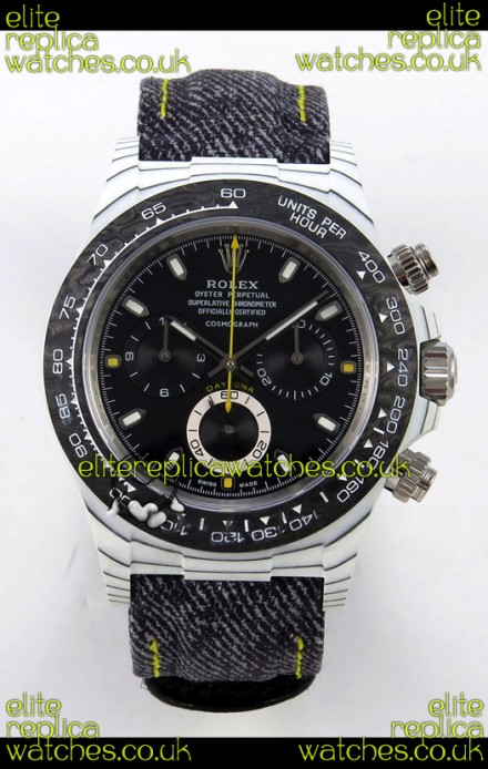 Rolex Daytona DiW White Carbon Black Dial Super Clone Watch 