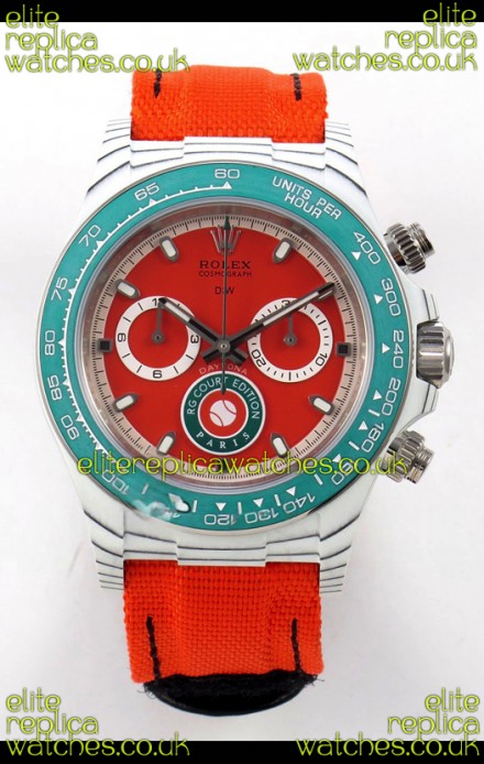 Rolex Daytona DiW RG Course Edition White Carbon Red Dial Super Clone Watch 
