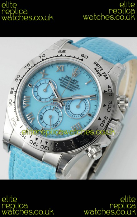 Rolex Daytona 116519 Stainless Steel Blue Pearl Leather Strap Super Clone Watch