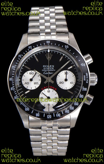 Rolex Daytona Paul Newman 37MM Cartier Black Dial Manual Wind Super Clone Watch 