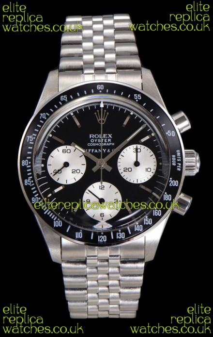 Rolex Daytona Paul Newman 37MM Tiffany & Co Black Dial Manual Wind Super Clone Watch 