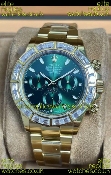 Rolex Daytona 116568 Yellow Gold Green Dial Super Clone Watch 