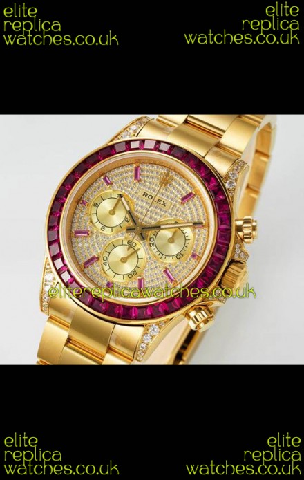 Rolex Daytona 116519 Yellow Gold Diamonds Dial Super Clone Watch 