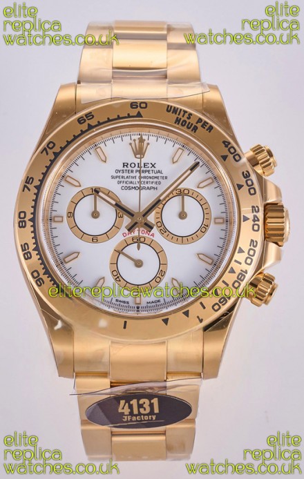 Rolex Daytona 126508 Yellow Gold White Dial FREE SPRUNG MVMT Super Clone Watch 