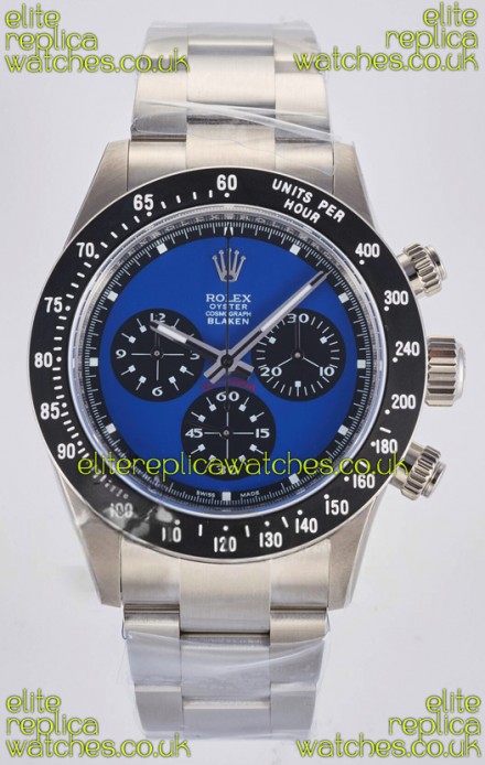 Rolex Daytona Paul Newman Blue Dial Custom Modded 4130 Mvnt Swiss Replica
