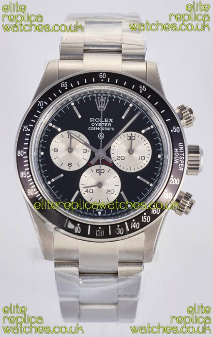 Rolex Daytona Paul Newman Black Dial Custom Modded 4130 Mvnt Swiss Replica