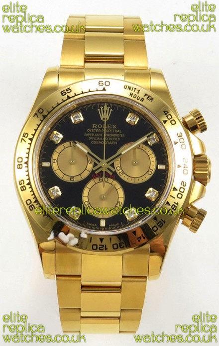 Rolex Daytona 126508 Yellow Gold Black Dial FREE SPRUNG MVMT Super Clone Watch 
