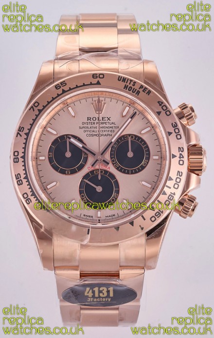 Rolex Daytona 126505 Rose Gold Dial Stick Markers FREE SPRUNG MVMT Super Clone Watch 