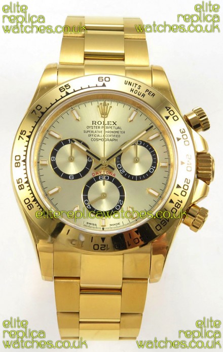 Rolex Daytona 126508 Yellow Gold Dial FREE SPRUNG MVMT Super Clone Watch 