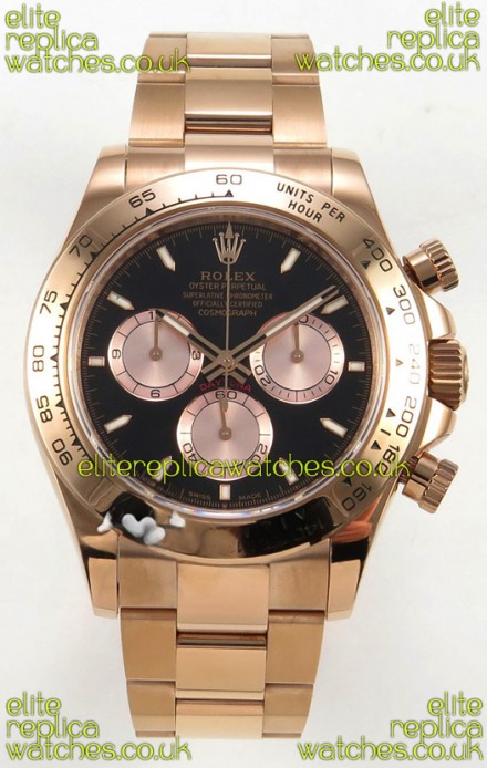 Rolex Daytona 126505 Rose Gold Black Dial FREE SPRUNG MVMT Super Clone Watch 