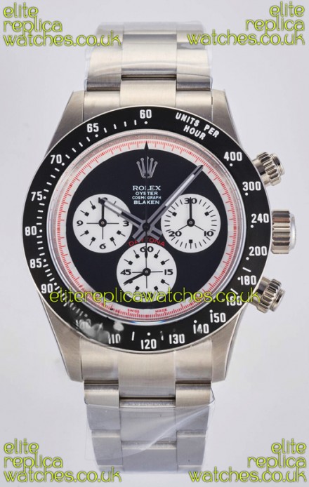 Rolex Daytona Paul Newman Blaken Black Dial Custom Modded 4130 Mvnt Swiss Replica
