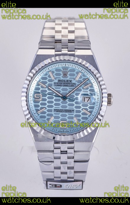 Rolex Land-Dweller 127336 Ice Blue Honeycomb Dial 40MM Super Clone Watch 