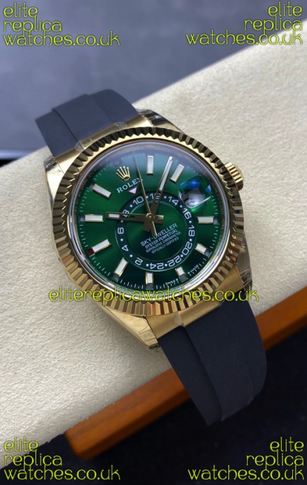 Rolex Sky-Dweller REF# 336238 Green Dial Rubber Strap Super Clone Watch 